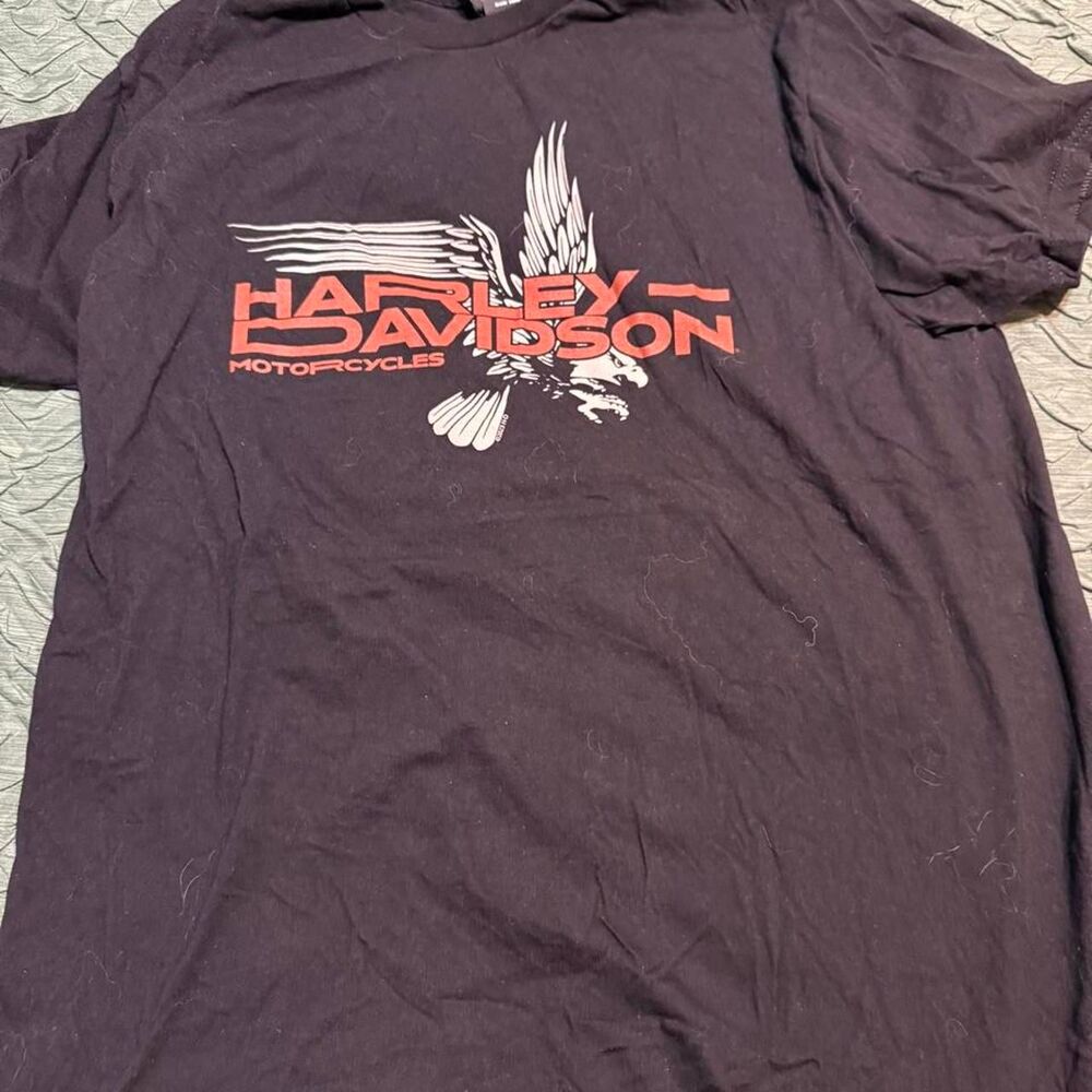 Harley-davidson Men's Black and Navy T-shirt